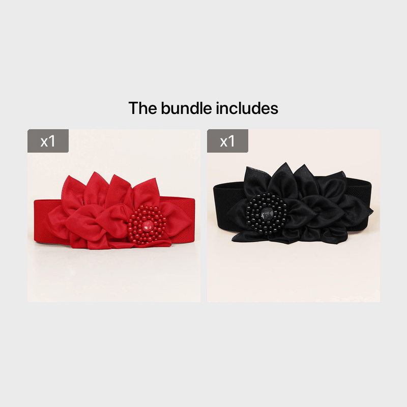 Red Flower Corset Belt Elastic Buckle Girdle for Women