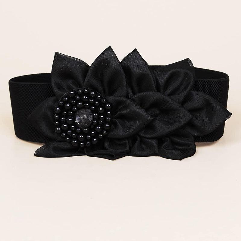 Red Flower Corset Belt Elastic Buckle Girdle for Women