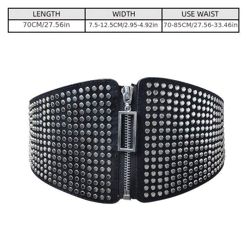 Wide Elastic Studded Belt Female Waist Gothic Plus Size Stretch