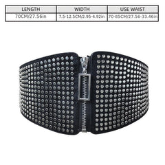 Wide Elastic Studded Belt Female Waist Gothic Plus Size Stretch