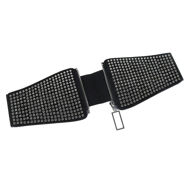 Wide Elastic Studded Belt Female Waist Gothic Plus Size Stretch