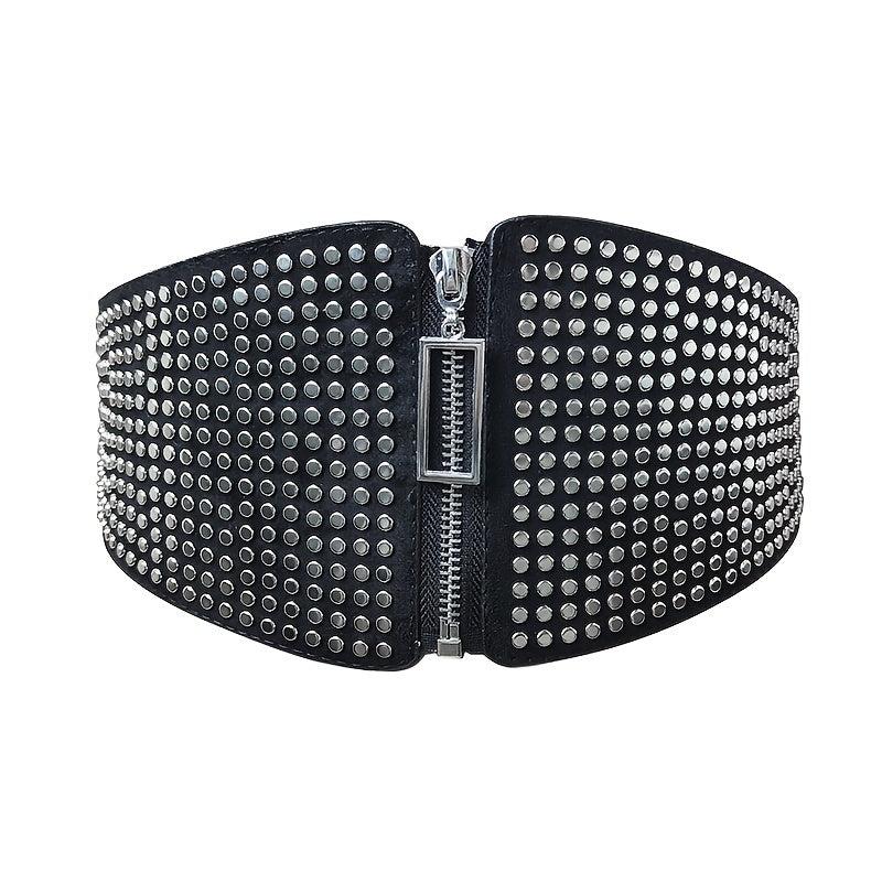 Wide Elastic Studded Belt Female Waist Gothic Plus Size Stretch