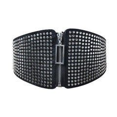 Wide Elastic Studded Belt Female Waist Gothic Plus Size Stretch