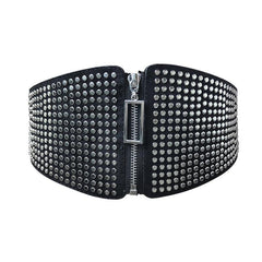 Wide Elastic Studded Belt Female Waist Gothic Plus Size Stretch