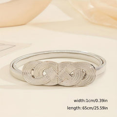 Chinese Knot Elastic Girdle Golden & Silvery Dress Belt Metal Waistband Women