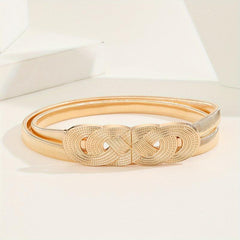 Chinese Knot Elastic Girdle Golden & Silvery Dress Belt Metal Waistband Women