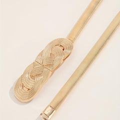 Chinese Knot Elastic Girdle Golden & Silvery Dress Belt Metal Waistband Women