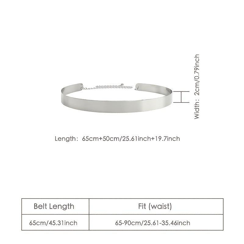 Women's Adjustable Chain Metal Belt Mirror Like Gleam Bold Design
