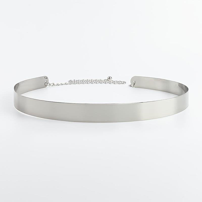 Women's Adjustable Chain Metal Belt Mirror Like Gleam Bold Design