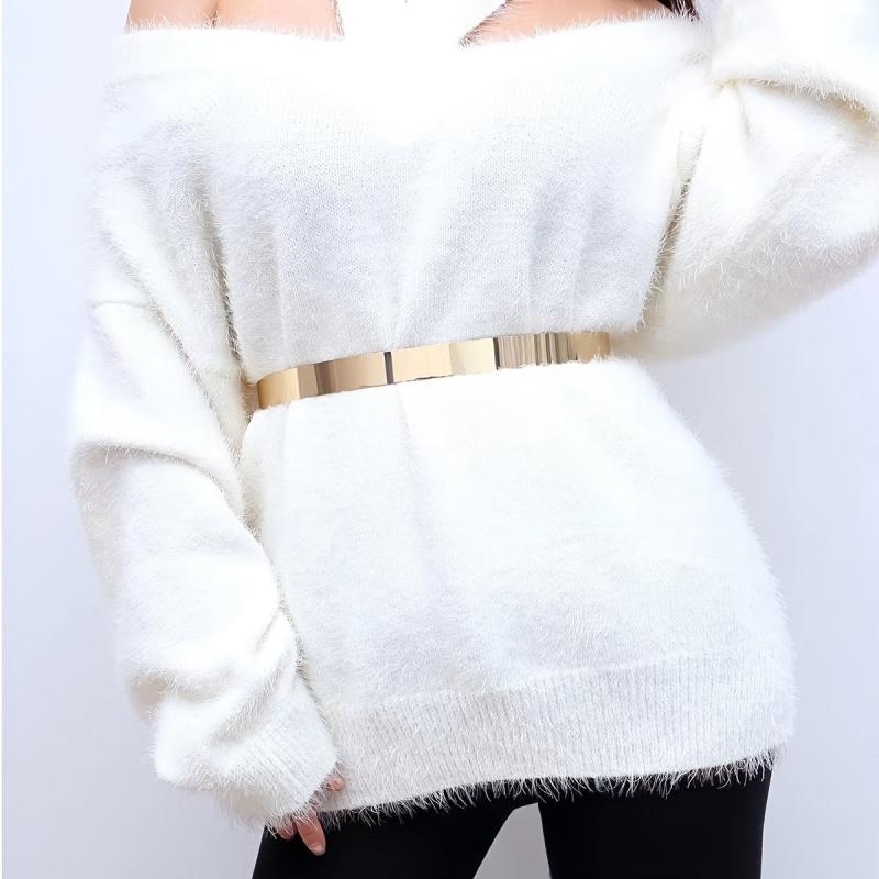 Women's Adjustable Chain Metal Belt Mirror Like Gleam Bold Design