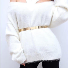 Women's Adjustable Chain Metal Belt Mirror Like Gleam Bold Design