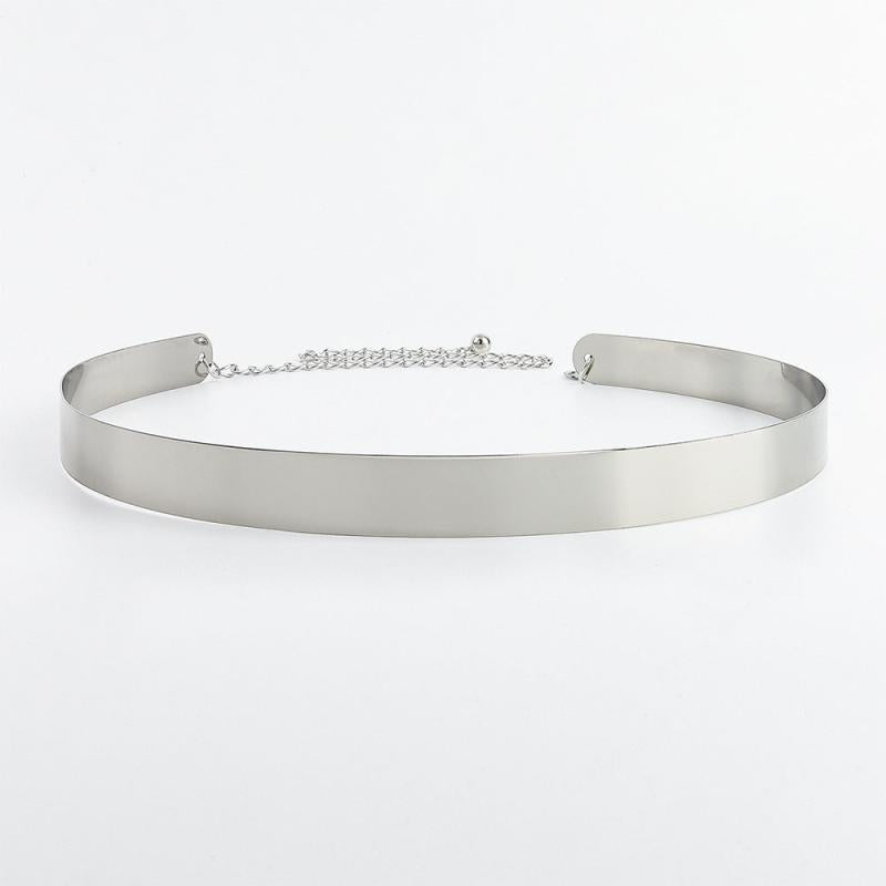 Women's Adjustable Chain Metal Belt Mirror Like Gleam Bold Design