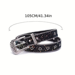 Sequin Glitter Rhinestone Eyelet Belt for Women