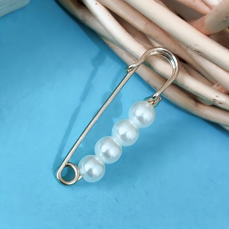 4pcs Faux Pearl Waist Brooch Pins Sweater Shawl Clips Women Jeans Dress Collar