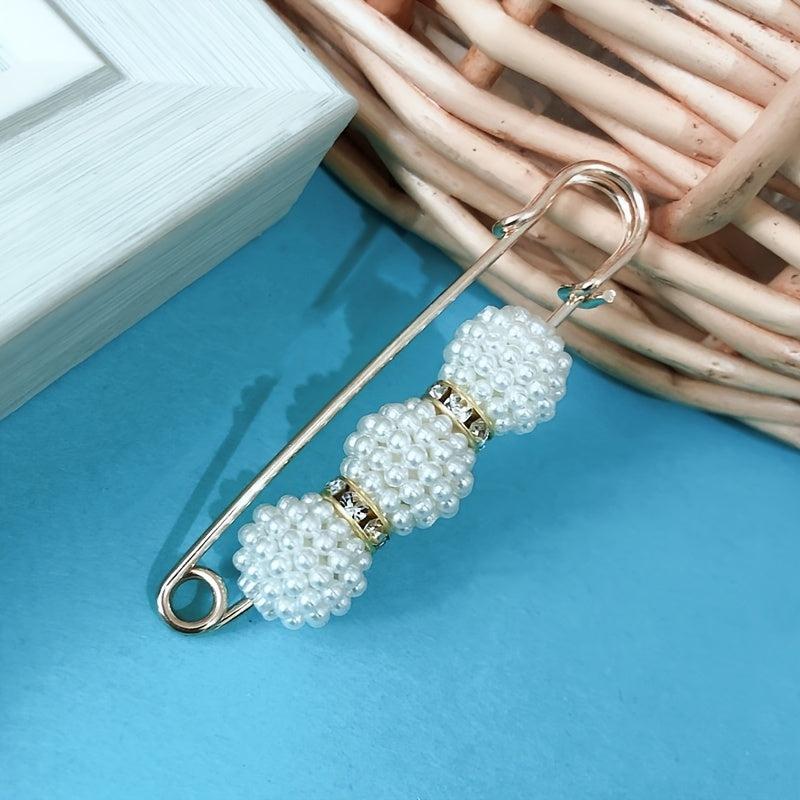 4pcs Faux Pearl Waist Brooch Pins Sweater Shawl Clips Women Jeans Dress Collar