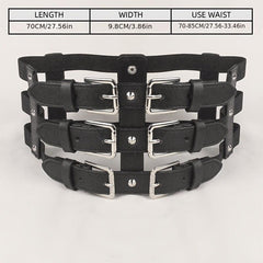 Punk Waist Belt Hollow Leather Belly Layered Goth Body Accessories