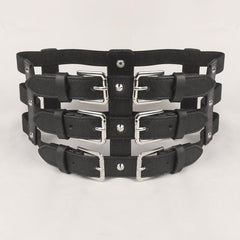 Punk Waist Belt Hollow Leather Belly Layered Goth Body Accessories