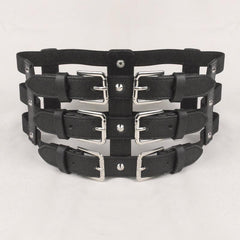 Punk Waist Belt Hollow Leather Belly Layered Goth Body Accessories