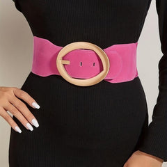 Rose Pink Wide Belt Oval Buckle Y2K Vintage