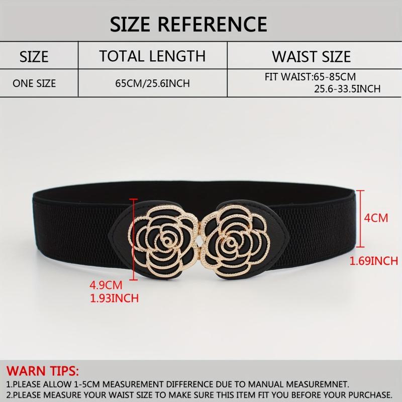 Vintage Stretch Waist Belt Women Dress Waistband Metal Leaf Buckle