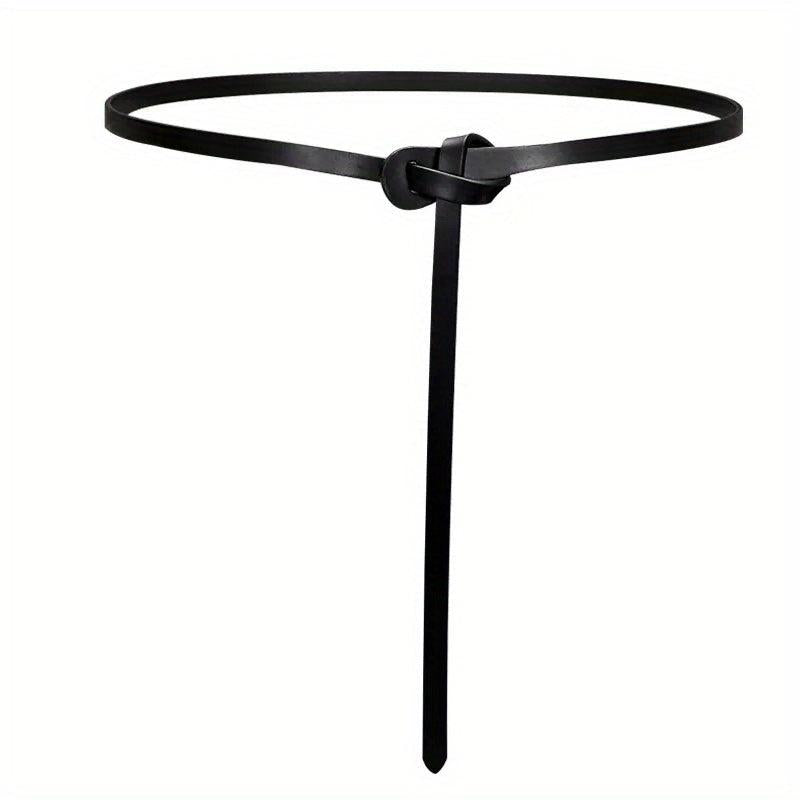 Thin Knotted Belt Vintage Solid Waistband for Women