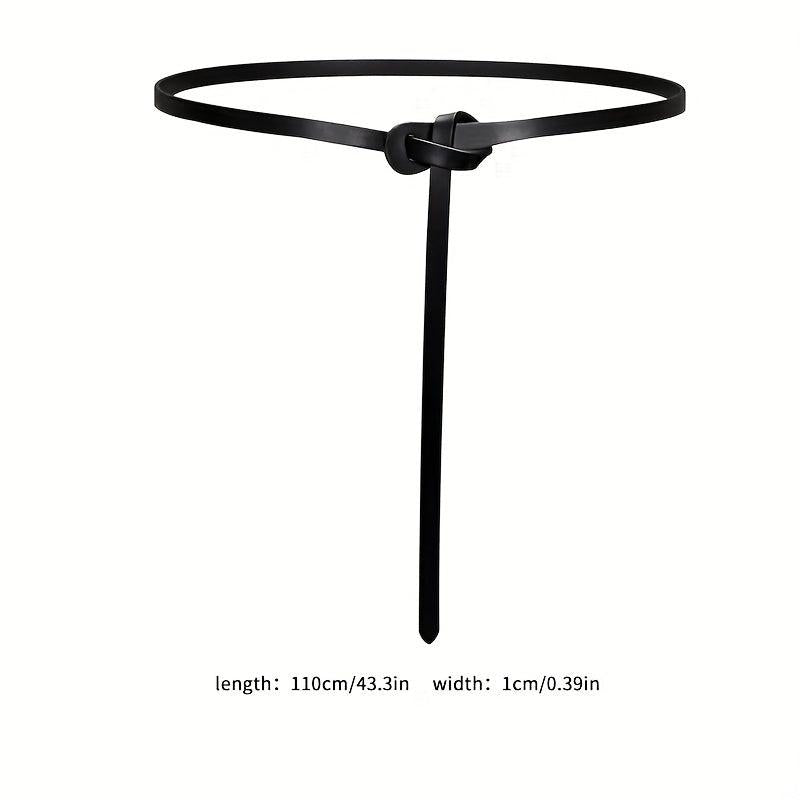 Thin Knotted Belt Vintage Solid Waistband for Women