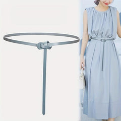 Thin Knotted Belt Vintage Solid Waistband for Women