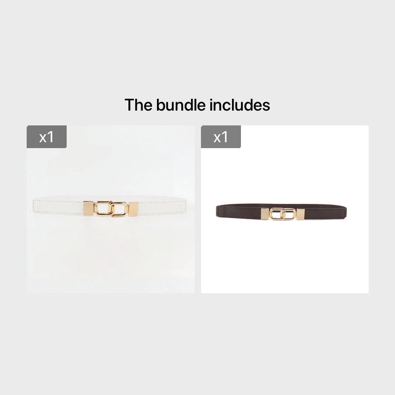 Women's Thin Belt Elastic Band with Metal Golden Buckle