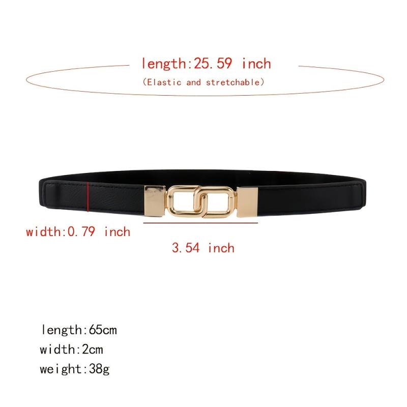 Women's Thin Belt Elastic Band with Metal Golden Buckle
