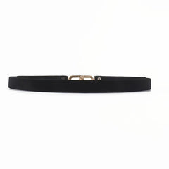 Women's Thin Belt Elastic Band with Metal Golden Buckle