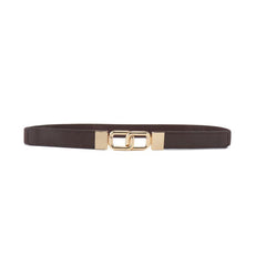 Women's Thin Belt Elastic Band with Metal Golden Buckle
