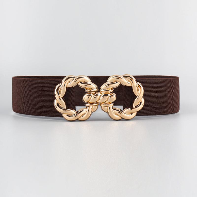 Women's Multicolor Elastic Belt w/ Golden Ring Buckle for Dress
