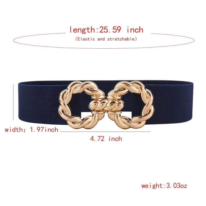 Women's Multicolor Elastic Belt w/ Golden Ring Buckle for Dress