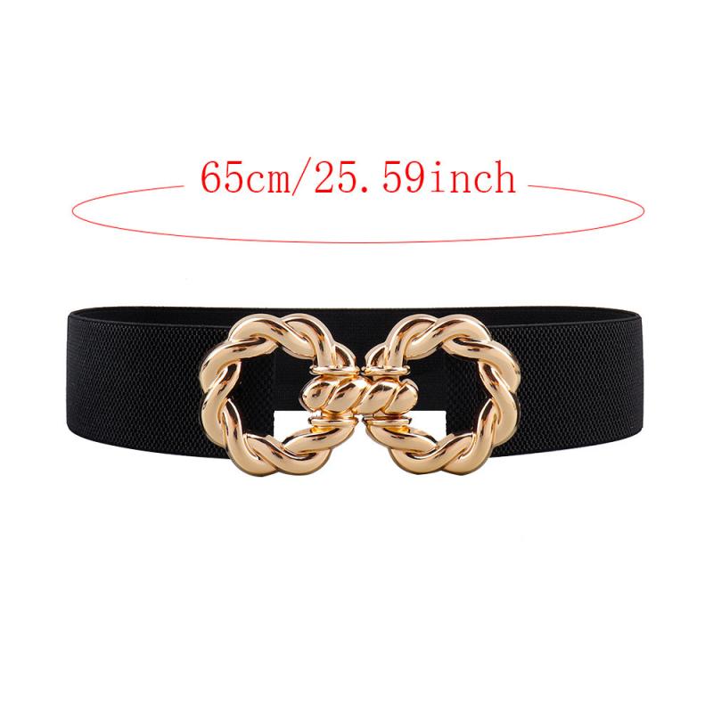 Women's Multicolor Elastic Belt w/ Golden Ring Buckle for Dress