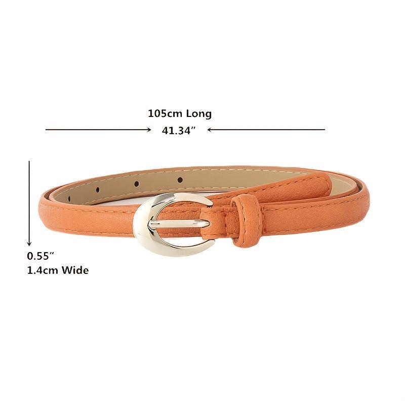 Women Belts PU Leather Silver Buckle Thin Belt Girls Dr...