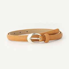 Women Belts PU Leather Silver Buckle Thin Belt Girls Dr...