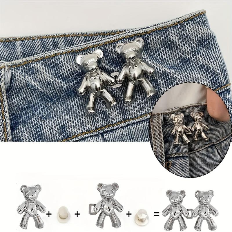 1 Pair Bear Waist Pin Waist Buckle No Sewing Detachable Buttons For Waist Adjust
