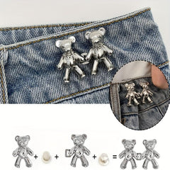 1 Pair Bear Waist Pin Waist Buckle No Sewing Detachable Buttons For Waist Adjust