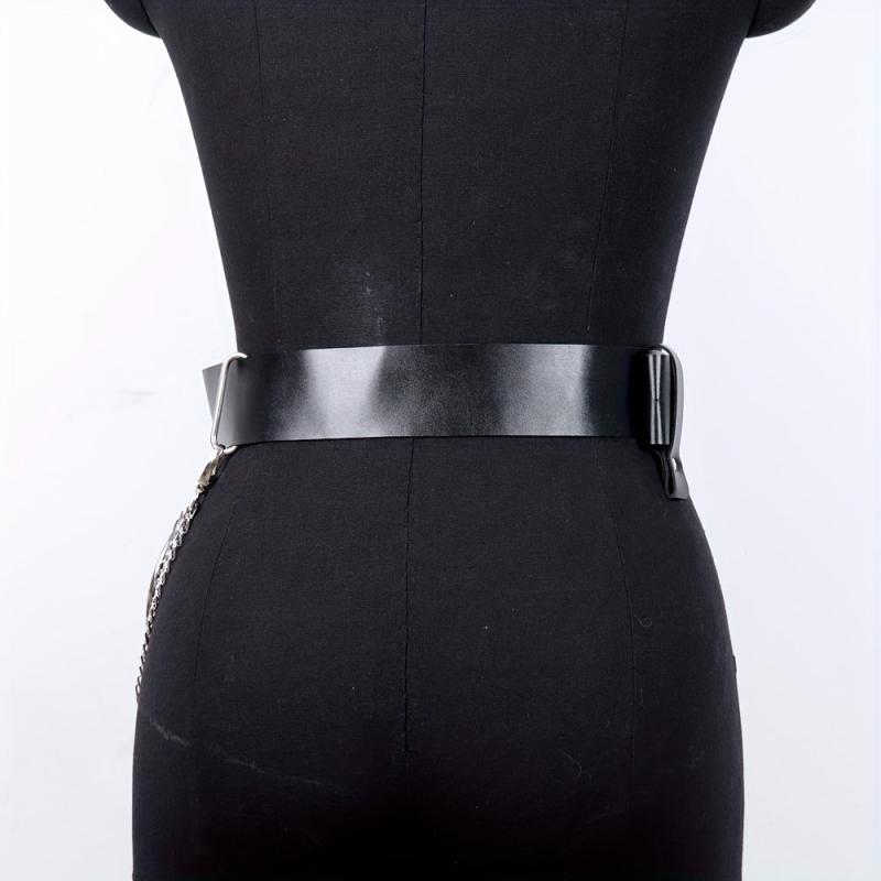  PU Leather Belt Punk Tassel Waistband Harness Belt With Chain