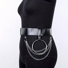  PU Leather Belt Punk Tassel Waistband Harness Belt With Chain