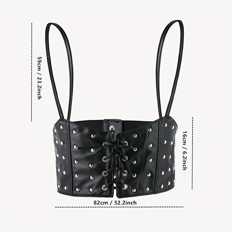 Rivet Lace Up Punk Belt PU Leather Waistband Hip Hop Underbust Gothic Waspie