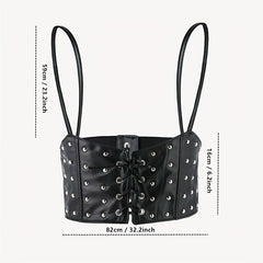 Rivet Lace Up Punk Belt PU Leather Waistband Hip Hop Underbust Gothic Waspie