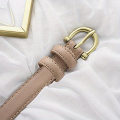 Vintage Oval Buckle Casual Belt Solid PU Waistband Girdle for Women