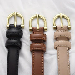 Vintage Oval Buckle Casual Belt Solid PU Waistband Girdle for Women