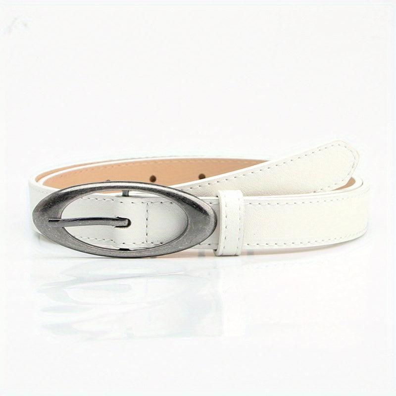 Matte PU Belt Oval Pin Buckle Solid Waistband Casual Jeans Pants Belt