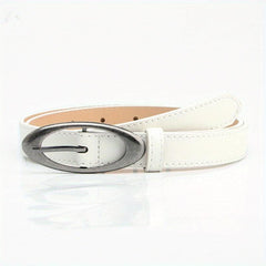 Matte PU Belt Oval Pin Buckle Solid Waistband Casual Jeans Pants Belt