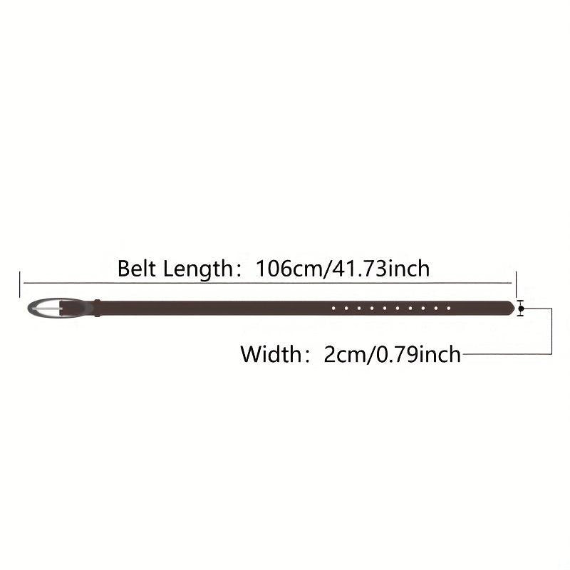 Matte PU Belt Oval Pin Buckle Solid Waistband Casual Jeans Pants Belt
