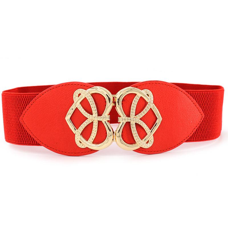 Heart Buckle Wide Elastic Waistband Long Belt Dress Adornment