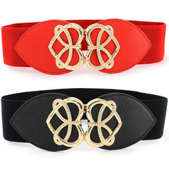 Heart Buckle Wide Elastic Waistband Long Belt Dress Adornment