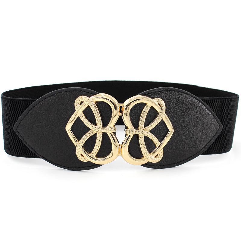 Heart Buckle Wide Elastic Waistband Long Belt Dress Adornment